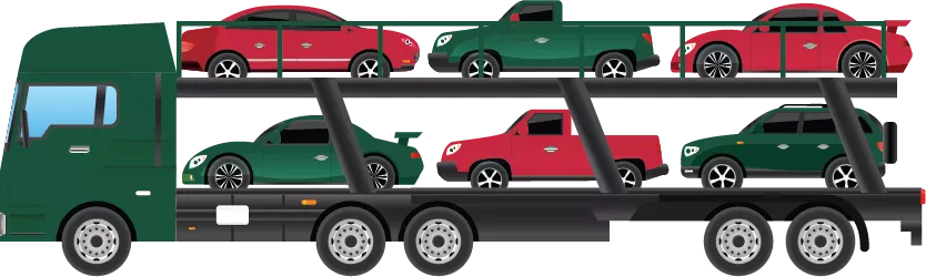 Diverse Collection of Cars on a animated car carrier.